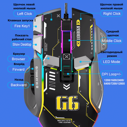 Игровая проводная мышь Razeak RM-X54 Алматы, Казахстан