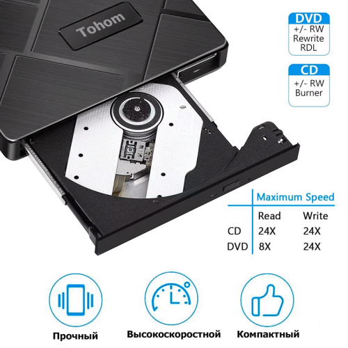 Внешний CD/DVD-привод Tohom 5 в 1 Алматы, Казахстан