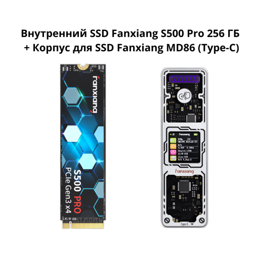 Внутренний SSD Fanxiang S500 Pro 256 ГБ + корпус для SSD Fanxiang MD86 (Type-C)