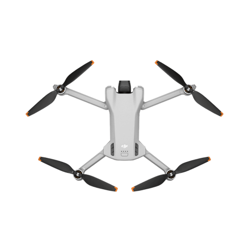 Дрон DJI Mini 3 с пультом управления DJI RC-N1, вид спереди, демонстрирующий компактность и камеру.