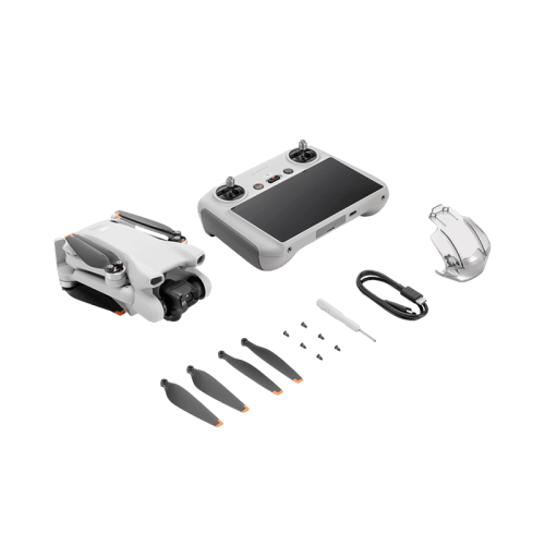 Белый дрон DJI Mini 3 с пультом управления DJI RC.