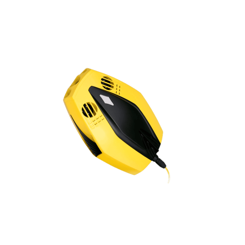 Подводный дрон Chasing Dory, компактный, синий, с камерой и пропеллерами, готовый к погружению.