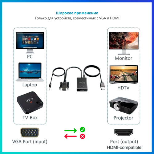 Адаптер Tohom VGA-HDTV 151042605 – купить в Новосибирске | Tohom