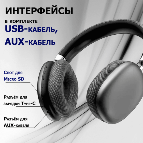 Наушники Tohom P958 Черный на белом фоне