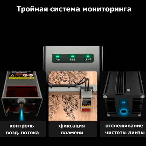 Лазерный станок Creality Falcon 2 Pro 40W гравирует рисунок на деревянной заготовке, демонстрируя точность и скорость