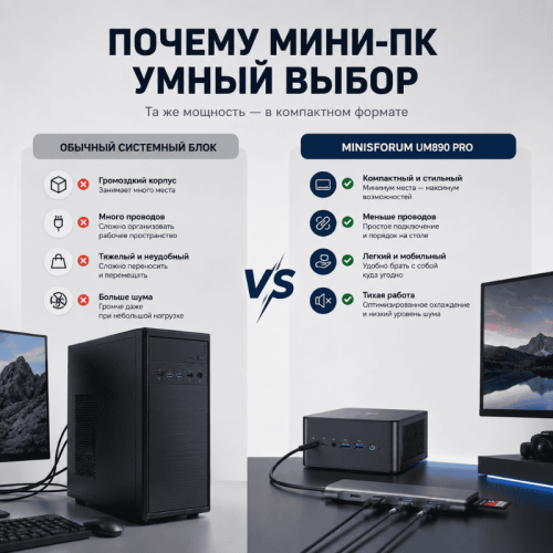 MINISFORUM UM890 Pro шағын дербес компьютері – қуатты әрі ешқандай ымыраға келмейтін жұмыс станциясы  – Алматы және Қазақстан бойынша сатып алу | MINISFORUM