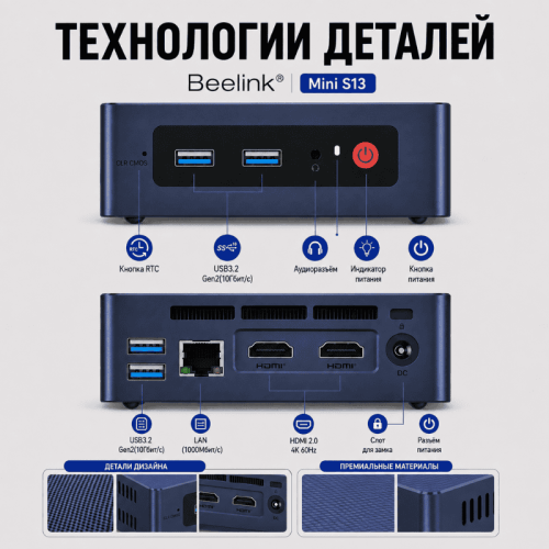 Мини ПК Beelink Mini S13 - максимум возможностей в минимальном формате  – Алматы және Қазақстан бойынша сатып алу |