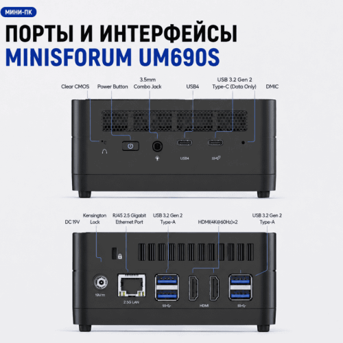 Мини ПК MINISFORUM UM690S - мощность без компромиссов 172628875 – купить в Алматы и по Казахстану | MINISFORUM