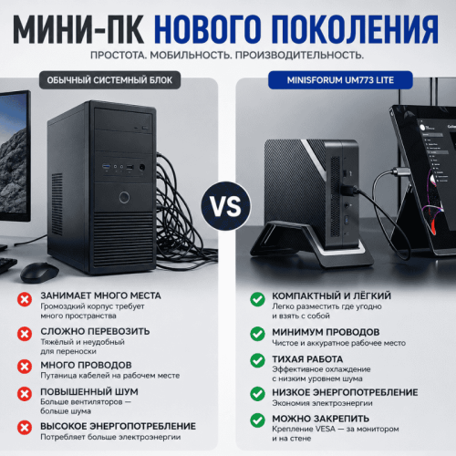 Мини ПК MINISFORUM UM773 Lite - максимум производительности на минимуме места 172633003 – Алматы және Қазақстан бойынша сатып алу | MINISFORUM