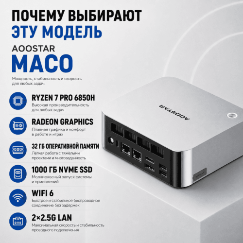 Мини ПК AOOSTAR MACO - все что нужно для больших задач - без лишнего 172884085 – купить в Алматы и по Казахстану | AOOSTAR