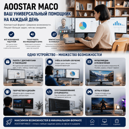 Мини ПК AOOSTAR MACO - все что нужно для больших задач - без лишнего 172884085 – купить в Алматы и по Казахстану | AOOSTAR