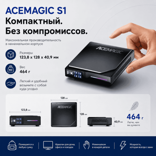 Мини ПК ACEMAGIC S1 - максимум производительности в минимальном корпусе 172884105 – купить в Алматы и по Казахстану | ACEMAGIC