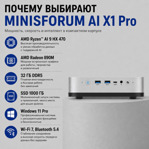 Мини ПК MINISFORUM AI X1 Pro - умная мощность для любых задач