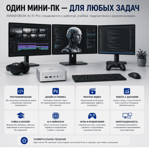 MINISFORUM AI X1 Pro шағын дербес компьютері – кез келген тапсырма үшін ақылды қуат 173575191 – Алматы және Қазақстан бойынша сатып алу | MINISFORUM