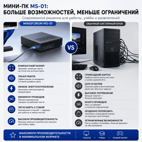 Мини ПК MINISFORUM MS-01 - мощность, которая работает на вас 173683627 – купить в Алматы и по Казахстану | MINISFORUM
