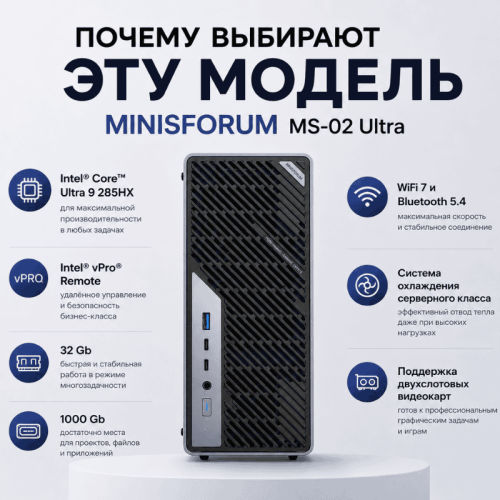 Мини ПК MINISFORUM MS-02 Ultra - мощность, которая работает 173683655 – купить в Алматы и по Казахстану | MINISFORUM