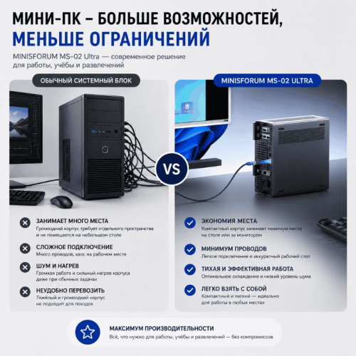 Мини ПК MINISFORUM MS-02 Ultra - мощность, которая работает 173683655 – купить в Алматы и по Казахстану | MINISFORUM