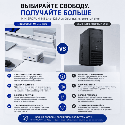 MINISFORUM M1 Lite-125U шағын компьютері – өнімділігіңіздің орталығы 173925113 – Алматы және Қазақстан бойынша сатып алу | MINISFORUM