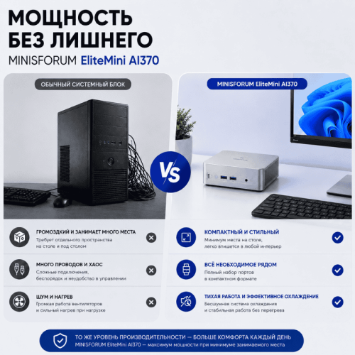 MINISFORUM EliteMini AI370 шағын дербес компьютері – қуатты жұмыс станциясы 173983967 – Алматы және Қазақстан бойынша сатып алу | MINISFORUM