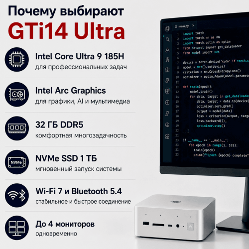 Мини ПК Beelink GTi14 Ultra - для разработки, AI и сложных задач 172155284 – купить в Новосибирске | Beelink