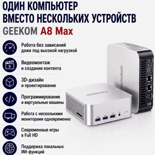 GEEKOM A8 Max мини-компьютері - бірнеше құрылғының орнына бір компьютер