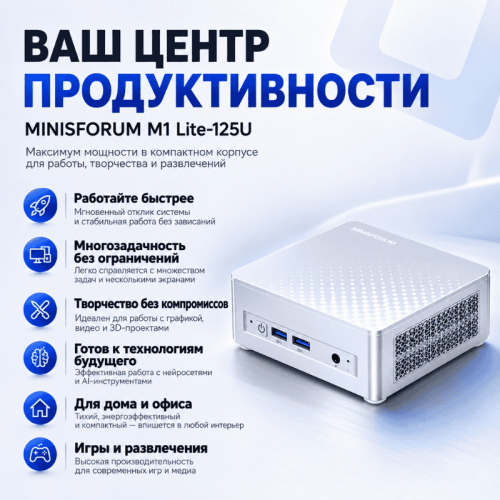 Мини ПК MINISFORUM M1 Lite-125U - ваш центр продуктивности