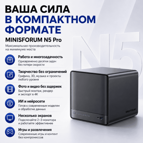 Мини ПК MINISFORUM N5 Pro - ваша сила в компактном формате