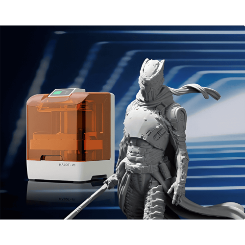 3D-принтер Creality Halot X1 Combo в работе, демонстрирующий высокодетализированную модель