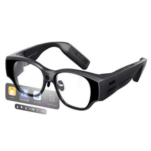 Умные очки INMO AIR3 в действии, демонстрирующие интерфейс дополненной реальности