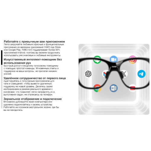 Умные очки INMO AIR3 в действии, демонстрирующие интерфейс дополненной реальности