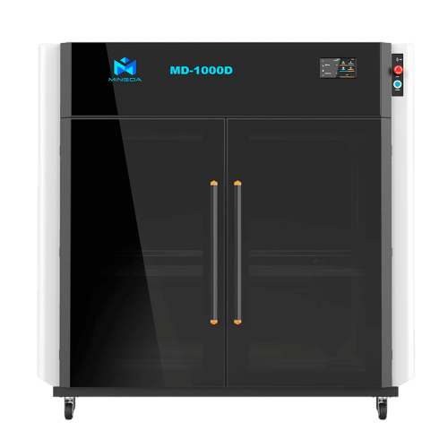 3D принтер MINGDA MD-1000D в работе, печатающий сложную модель