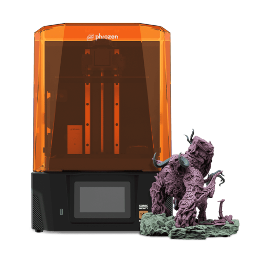 3D-принтер Phrozen Sonic Mighty Revo 14K в работе, демонстрирующий высокую детализацию печатаемой модели