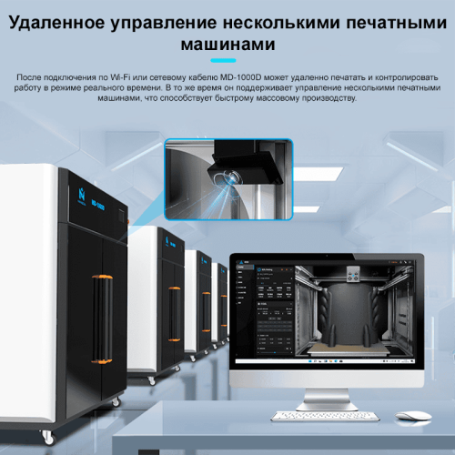 3D принтер MINGDA MD-1000D в работе, печатающий сложную модель