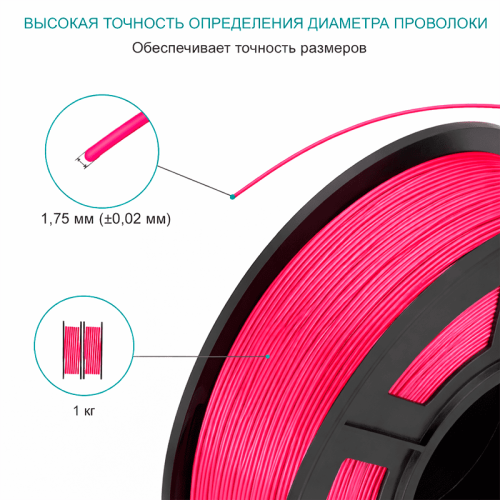 Катушка розового PLA пластика ProUnik 1.75 мм 1 кг для 3D-печати