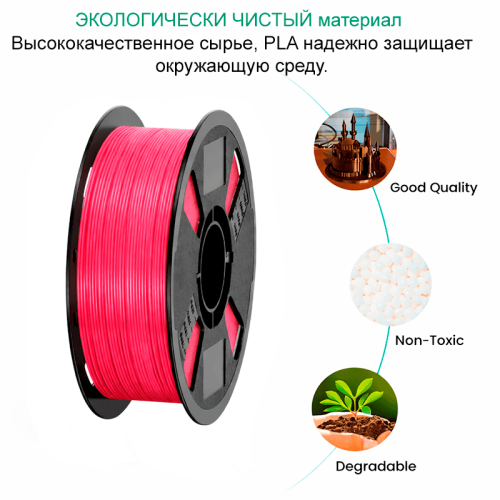 Катушка розового PLA пластика ProUnik 1.75 мм 1 кг для 3D-печати