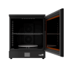 Камера пост-полимеризации Phrozen Cure Mega S с открытой дверцей и вращающейся платформой,Phrozen Cure Mega S крупным планом с работающими УФ-лампами,3D-модель внутри камеры Phrozen Cure Mega S во время отверждения,Панель управления Phrozen Cure Mega S с 
