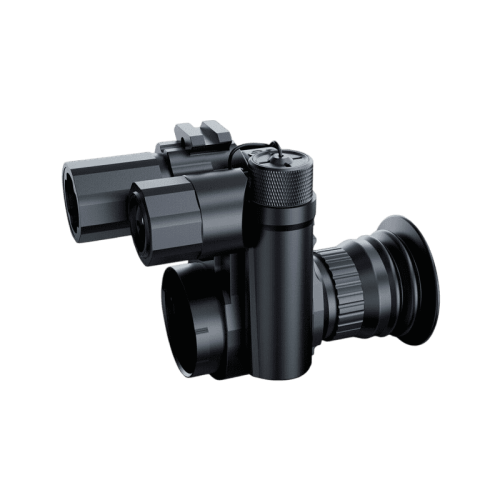 Цифровая насадка ночного видения PARD NV007SP-LRF (850 нм) с интегрированным лазерным дальномером, установленная на оптику.