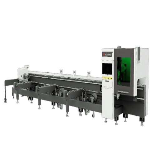 Волоконно-оптический лазерный станок с ЧПУ Hongniu 6016R в работе, демонстрирующий точный раскрой металла