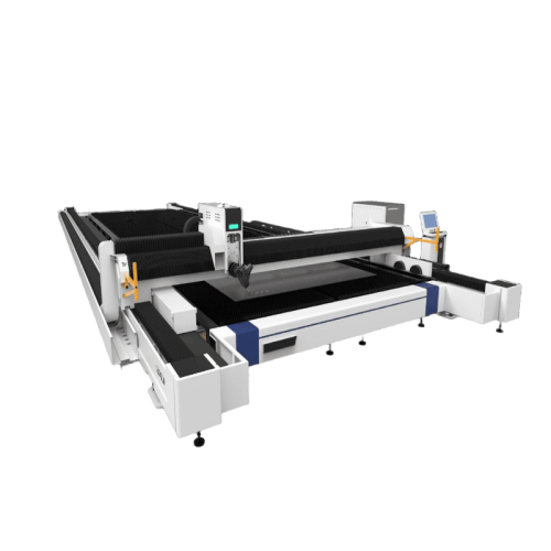 Волоконно-оптический лазерный станок с ЧПУ Hongniu 14025LM в работе