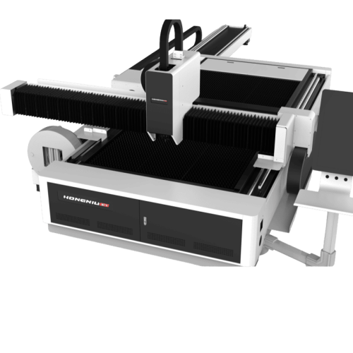 Волоконно-оптический лазерный станок 3015ER Hongniu в работе, резка листового металла