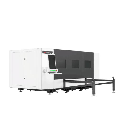 Волоконный лазер с ЧПУ HONGNIU 3015LS в работе, демонстрирующий точную резку металла